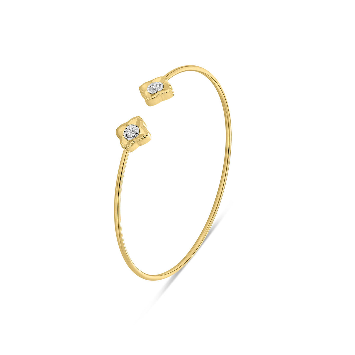 Bratara din aur galben cu design trifoi si diamante V480-GR470012ADI-YW